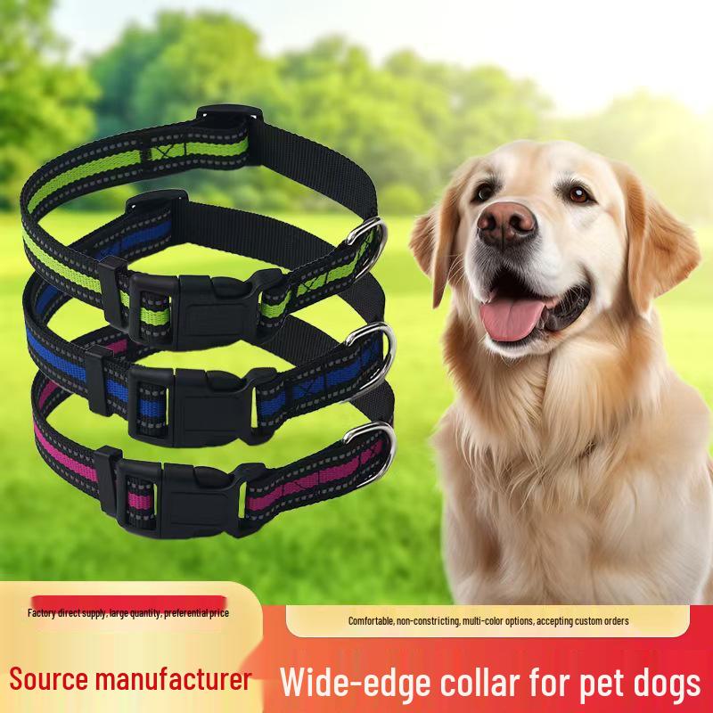 Reflective Adjustable Dog Collar for Nighttime Safety, Anti-Lost Design, Suitable for Small and Large Dogs