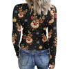 Women's Christmas Print Long Sleeve Round Neck Ribbed Knit Top