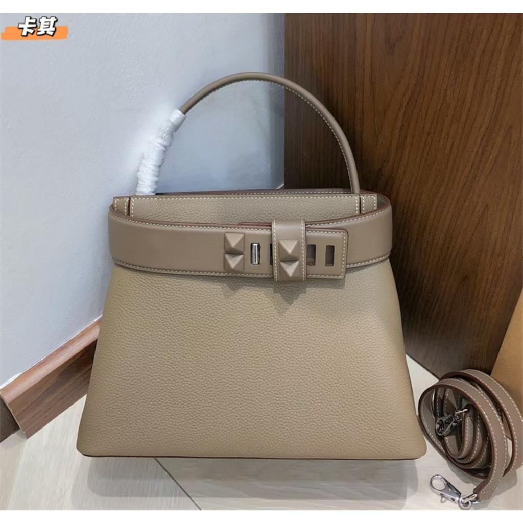 Damenhandtasche Togo Rindsleder erste Schicht Schloss Öffnen und Schließen Handtasche Tragetasche Schulter Crossbody Tragbare Damenhandtasche