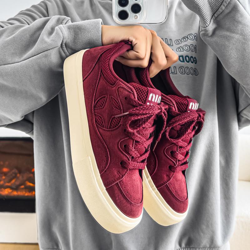 

Мужские повседневные модные парусиновые кроссовки для скейтбординга на четыре сезона, студенческие, удобные, для мальчиков, трендовые, с мягкой подошвой, дышащие 44 красный