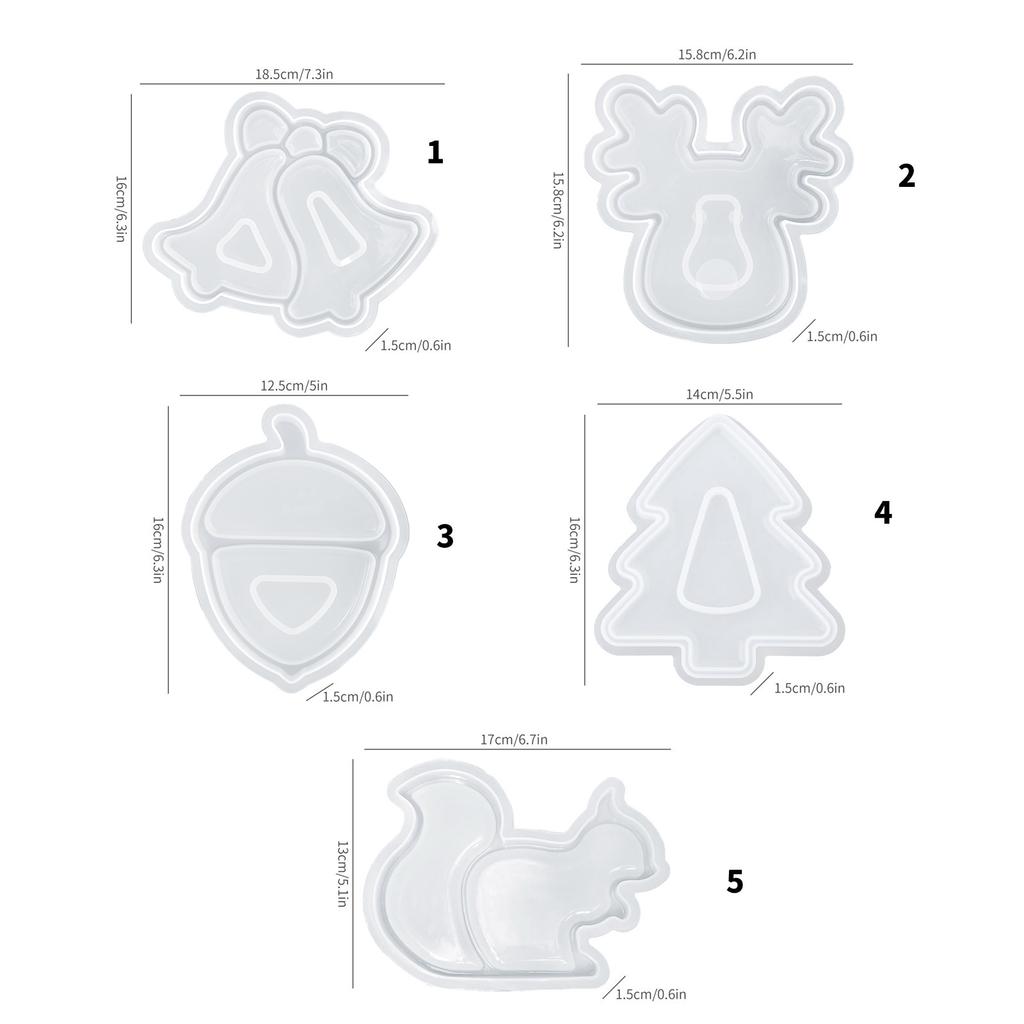 Creative Christmas Sturdy Silicone Resin Form Portable Flexible Dish Molds Stylish Epoxy Castes for Home Decoration