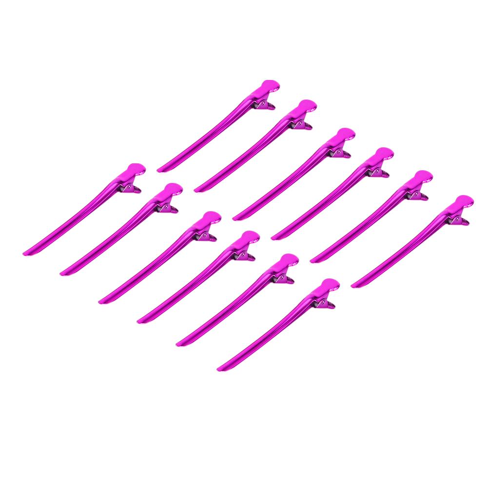 

12PCSSet Salon Hair Grip Barber Sectioning Clamp Hairpin Styling Tools Accessories(Rose Red)