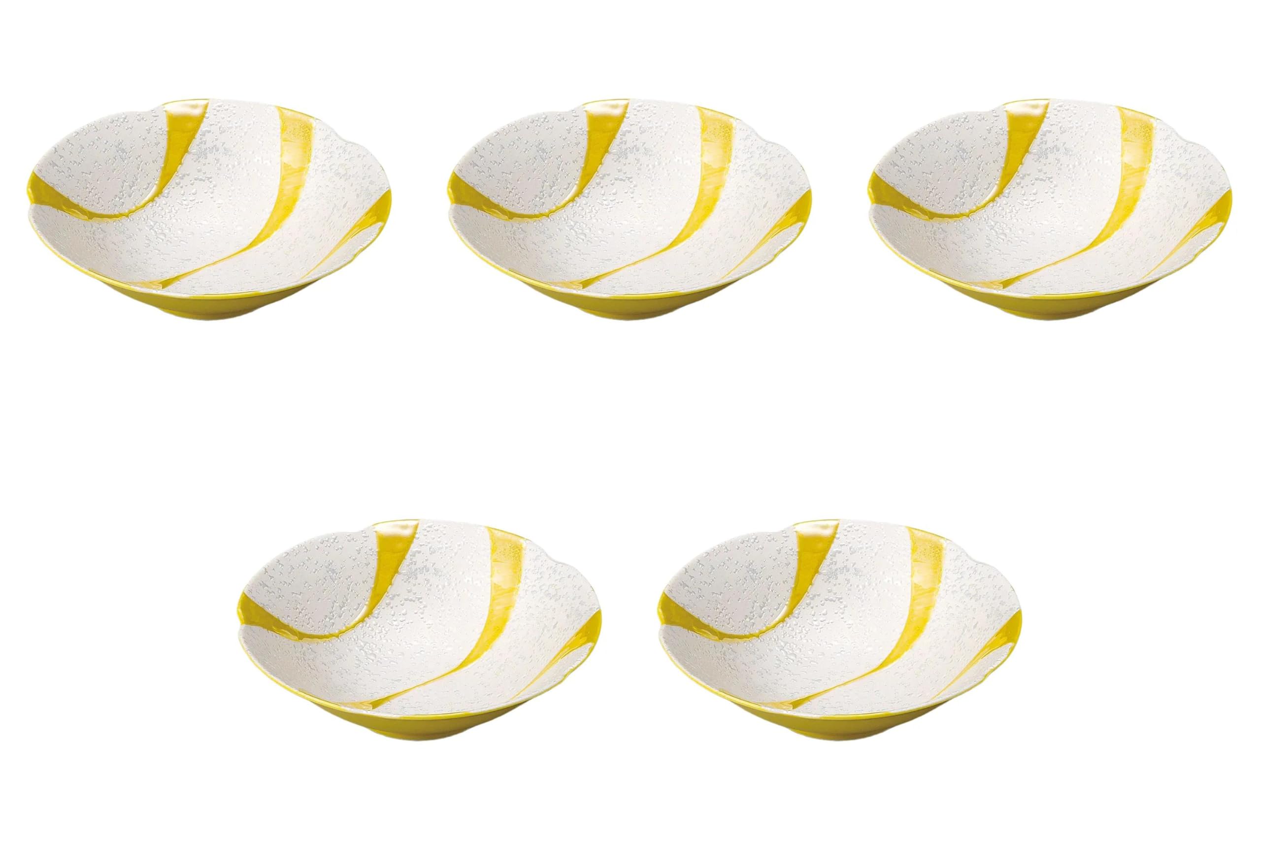 

Set of 5 Yellow Glazed Flowing Water Lustre Bowls x Arita Ware Bowls by Setomonohonpo Flower-Shaped Multi-Purpose [15.6 4.5cm] Medium-Sized