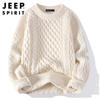 JEEP SPIRIT Men's Cable Knit Crew Neck Sweater