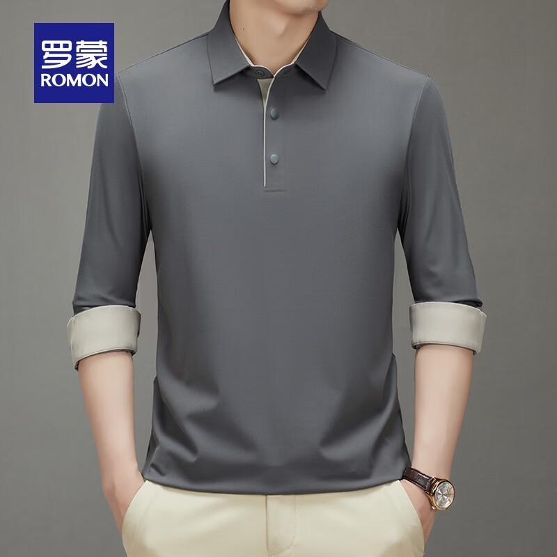 ROMON Men s Seamless Long Sleeve Polo Shirt 54