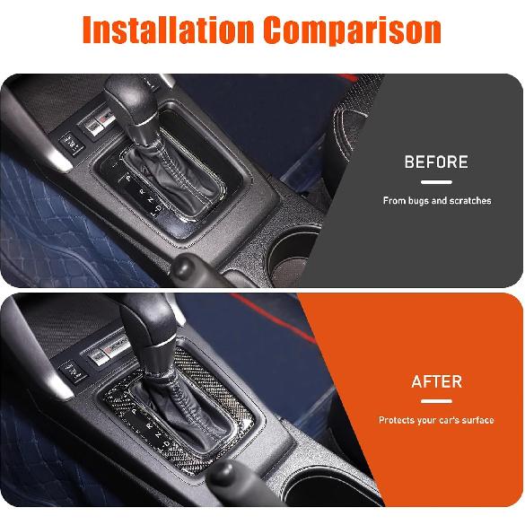 Car Gear Shift Panel Cover Fits 2013-2018 Compatible with Subaru Forester Accessories Black Carbon Fiber Car Shift Knob Control Panel Cover Trim