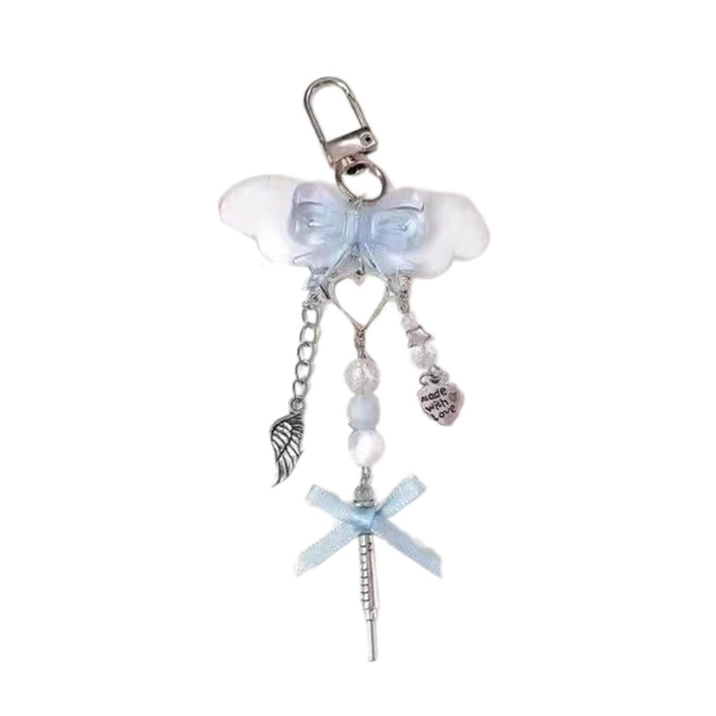 Chic Bowknot Phone Accessory Trend Phone Charm for Women Girls Beaded Keychain Bag Purse Backpack Wallet Decorations