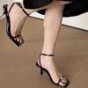 2025 designer women's new fashion letter high heels black super high heels stilettos lace-up sandals for women