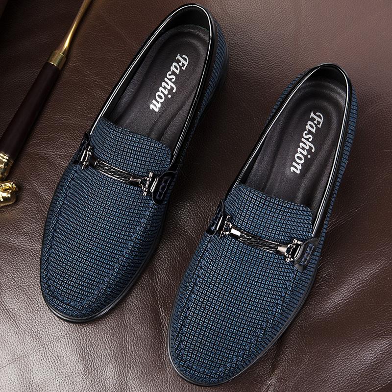 

Fashion High Quality Men Spring New Round Toe Comfortable Casual Loafers Fashionable Brand Classic Blue Breathable Casual Leather Shoes 45 синий
