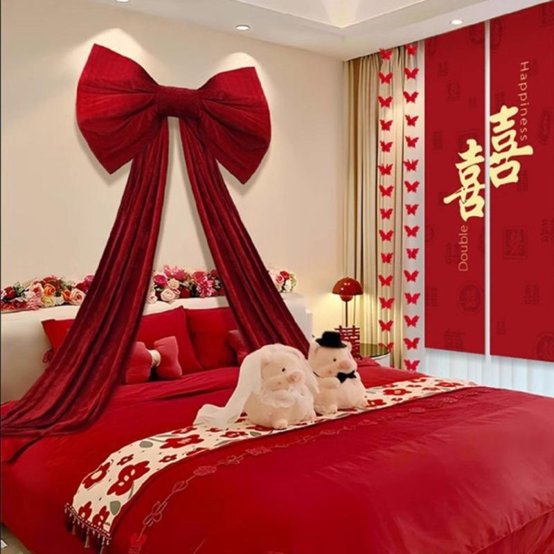 Large Red/Pink Plushie Bows Wedding Decoration Wall Decorating Ormanent For Event Planners Anniversary Celebration