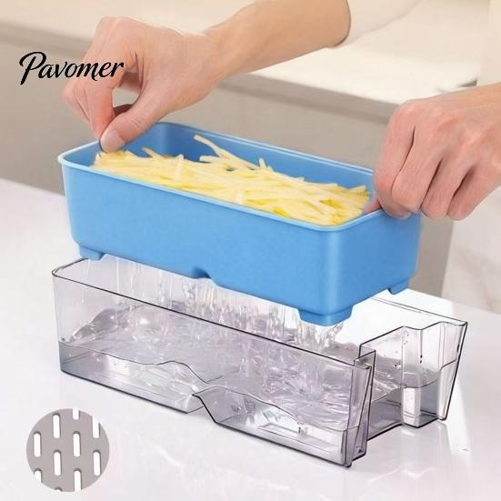Sicherheitsklinge Gemüseschneider Multifunktionaler Schneider, Einstellbare Dicke 0-8mm Mandoline mit Küchenreibe und Würfelwerkzeug 4 Klingen & Behälter,