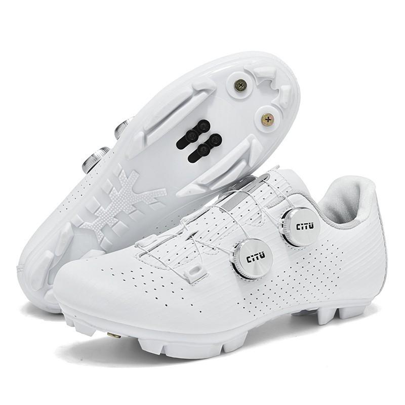 Unisex Cycling Shoes White MTB Road Bike With Rotational Low Cut Breathable Performance