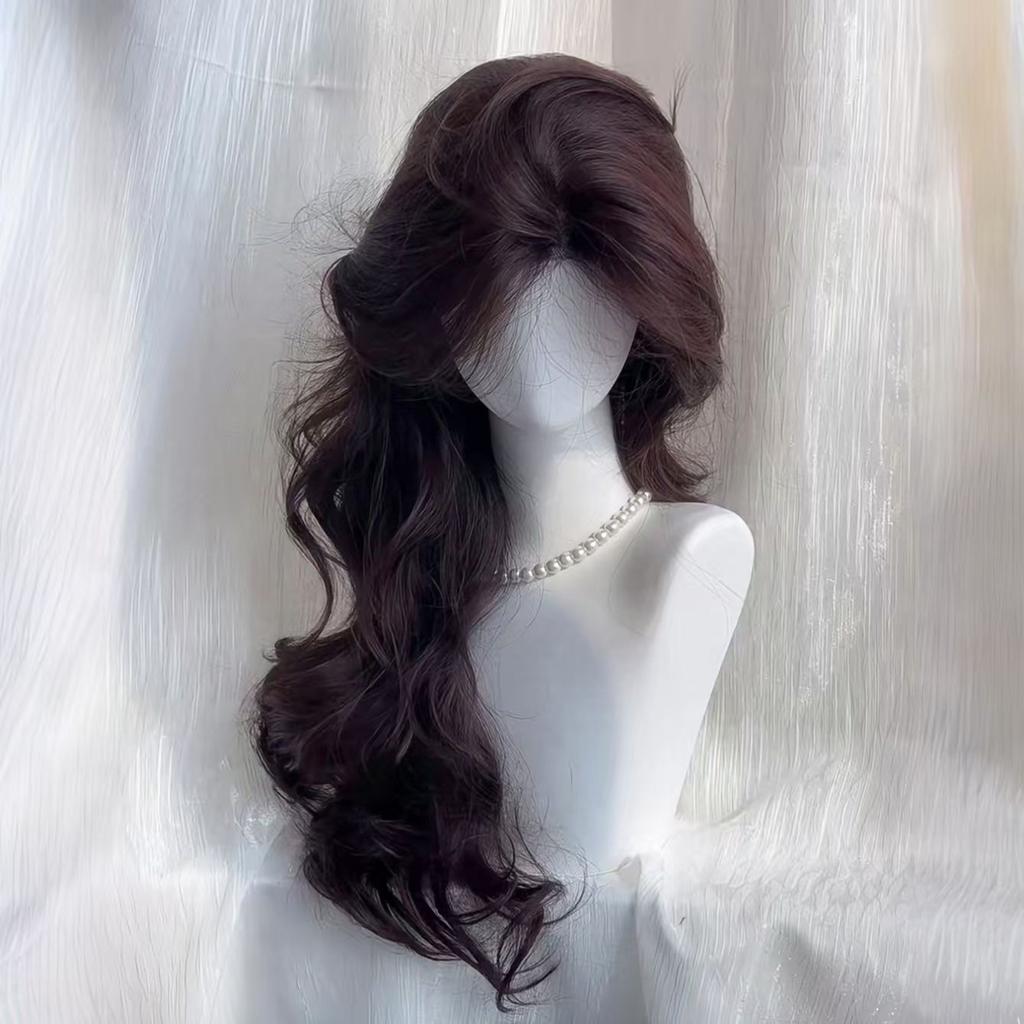 Lolita Black Wig for Women Long Wavy Hair 75cm Curly Wig with Bangs Cosplay Headband Wigs Synthetic Wigs for Daily Use