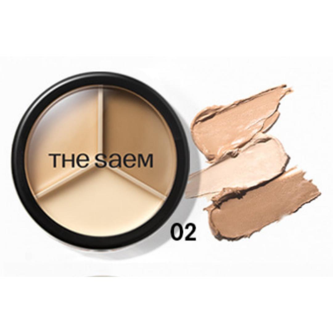 

Консилер-пудра The Saem Cover Perfection Triple Pot (5 вариантов) 02 Contour Beige