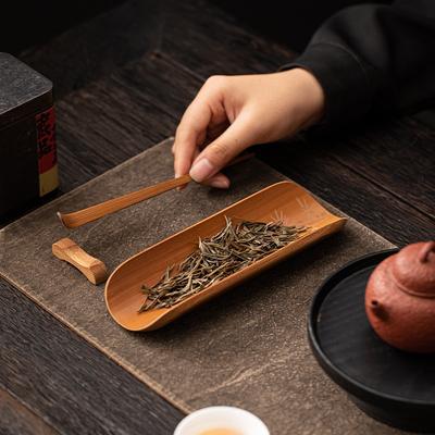 Wenzhu te-set av helt handgjord kinesisk naturlig bambu lackfri te-sked te-klämma te-lotus te-set tillbehör