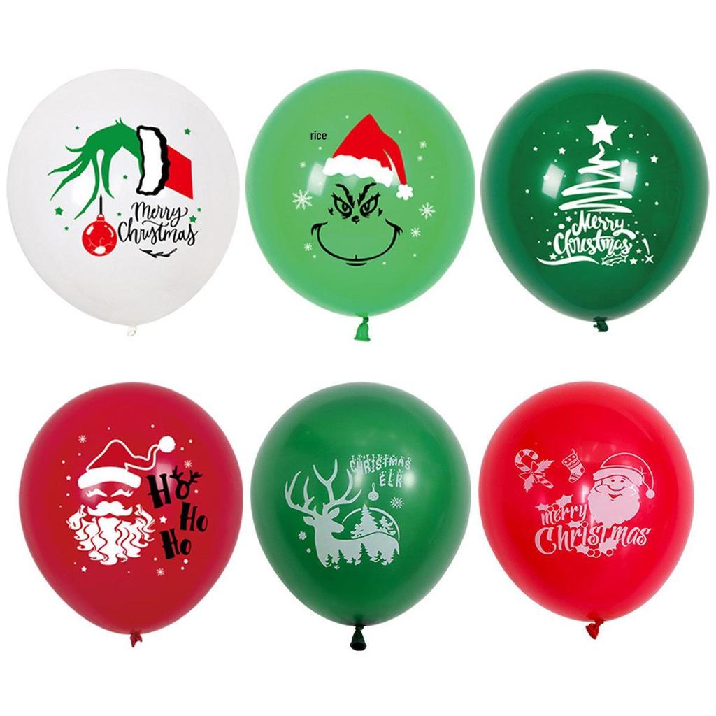 Set of 50 Christmas 12-Inch Latex Balloons: Santa & Tree Design for Party Decor