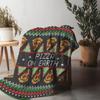 Pizza on Earth Christmas Throw Blanket, Funny Food Theme with Tree Design, Soft Knit Blanket for Holiday Gift and Sofa Decor