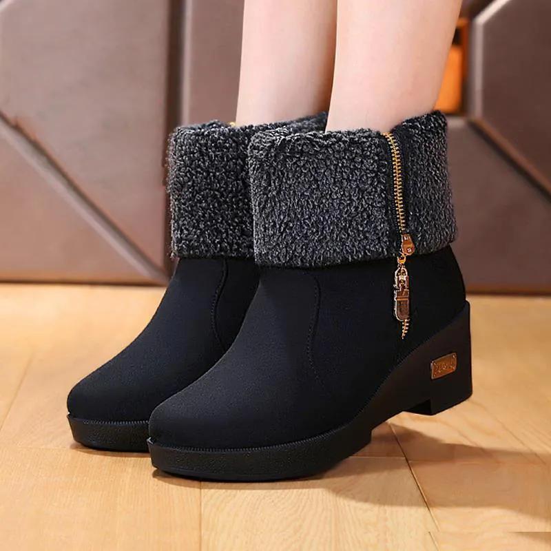 

Зимняя тканевая обувь, танкетки и бархатные теплые хлопковые туфли, зимние ботинки, полусапожки, женские утепленные полусапожки 37 чёрный