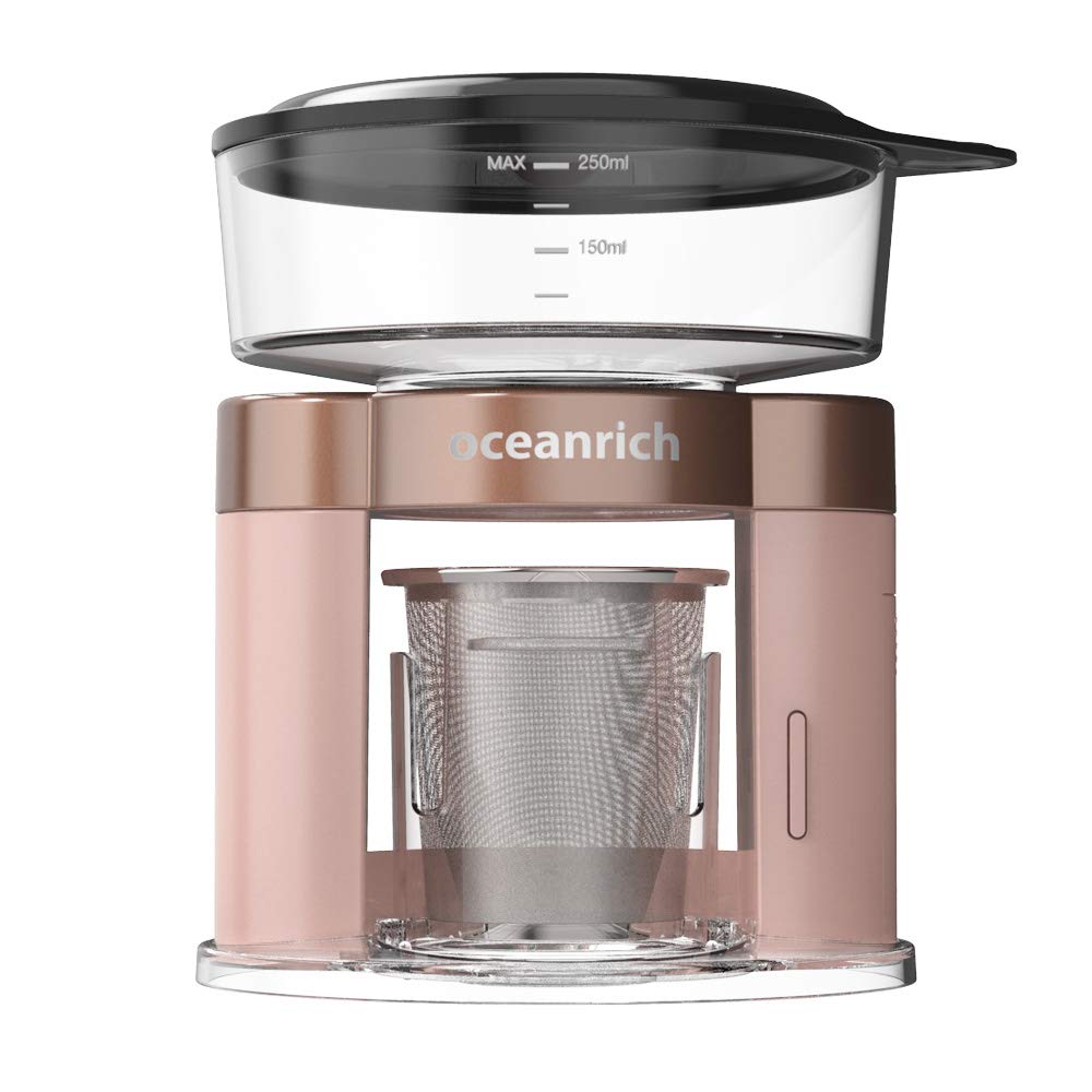 oceanrich Plus Automatic Drip Coffee Stainless Steel Drip Coffee Rose Gold Maker, 250ml, Filter, Bag, 2-Way Maker,