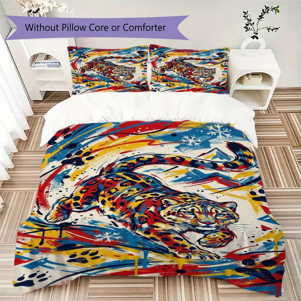 Snow Leopard Animal Pattern Bedding uilt Set uilt Cover Pillowcase Home Decoration Birthday Gift (1 * duvet cover + 2 * pillowcase without core)111