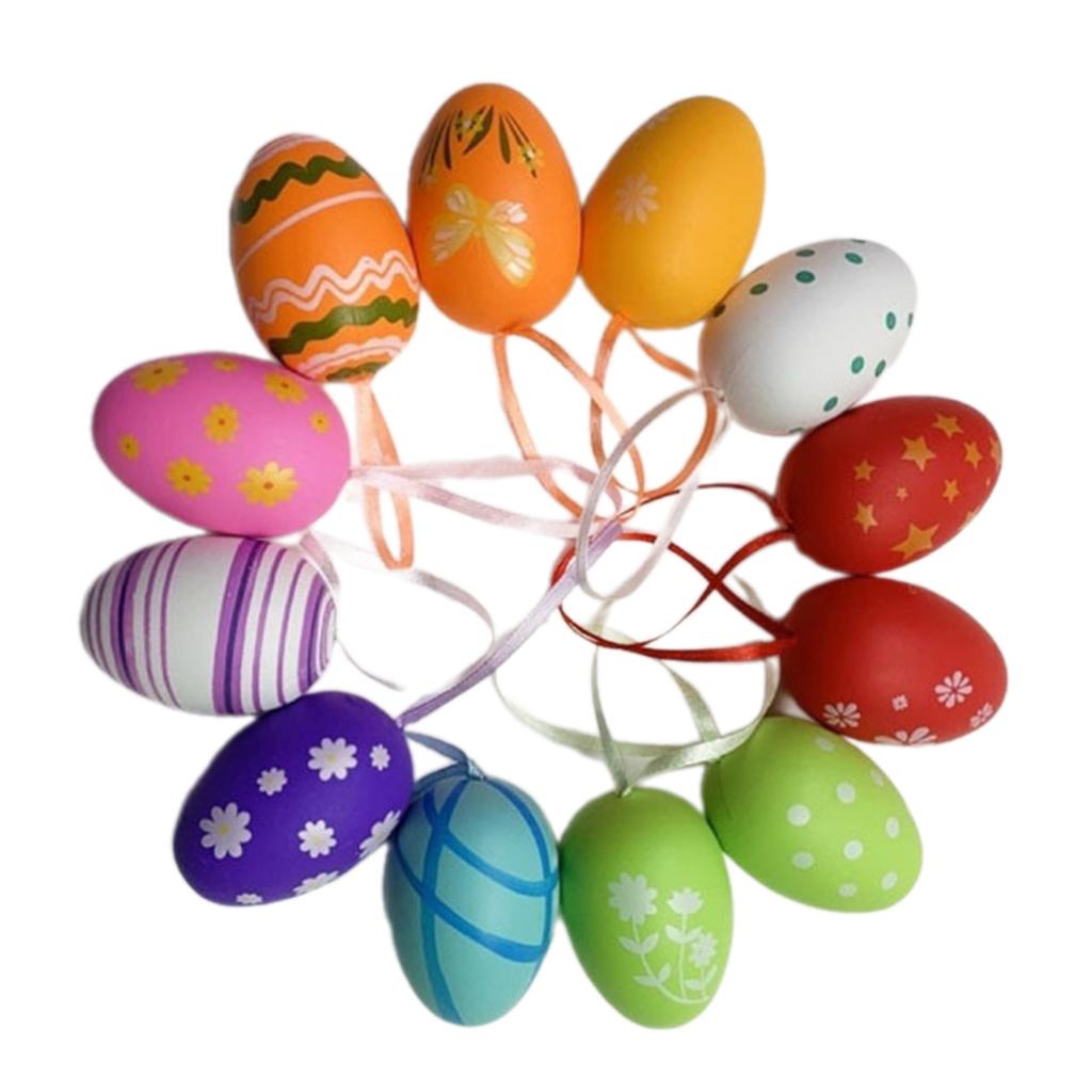 Personalized Easter Crafts Artistic Painting Easter Eggs Set Tree Hanging Pendants Easter Decorations Plastic