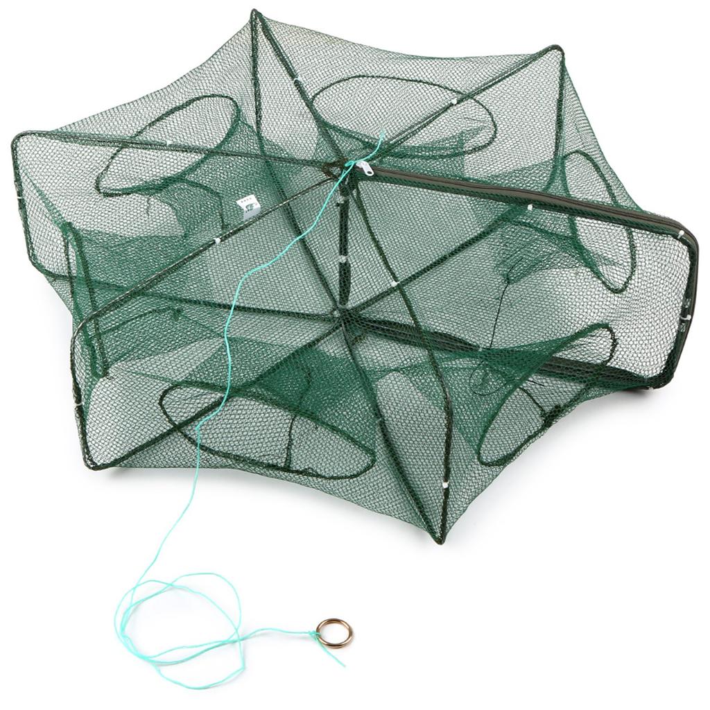 Foldable Fishing Net   6 Hole Fishing Net Shrimp Cage Trap Minnow Crab Baits Mesh Trap Net
