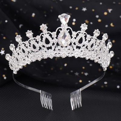 With Combs Silver Tiara Crown Wedding Prom Princess Rhinestone Crown Bride Headbands  Women Girls