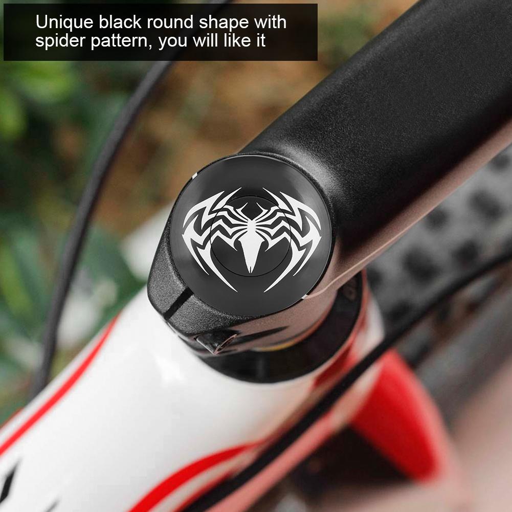 Black Spider Pattern Round Mountain Bike Stem Top Cap Cover Bicycle Headset (Spider)