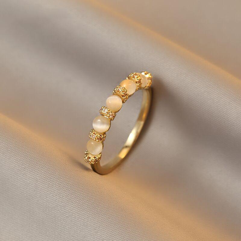 

Женские элегантные зеленые опалы, циркон, золото, кольца для женщин 2023 года, корейские модные украшения, свадебные вечеринки, роскошные аксессуары для девушек 7&Gold-color