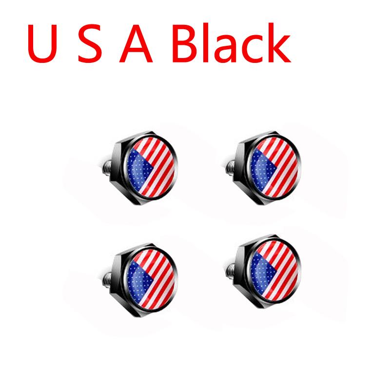4pcs/set USA Italy Germany Sweden Flag Metal Screws License Plate Bolts Accessories
