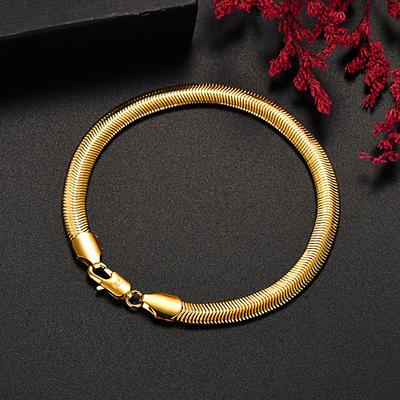 Bracciale in osso di serpente morbido da 6 mm in oro 18 carati con placcatura galvanica che preserva il colore, per uomo e donna