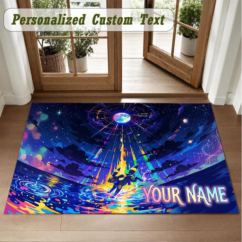 Crystal Velvet Square Rug Custom NamePokémon Pattern Non Slip Home Floor Decor Rug