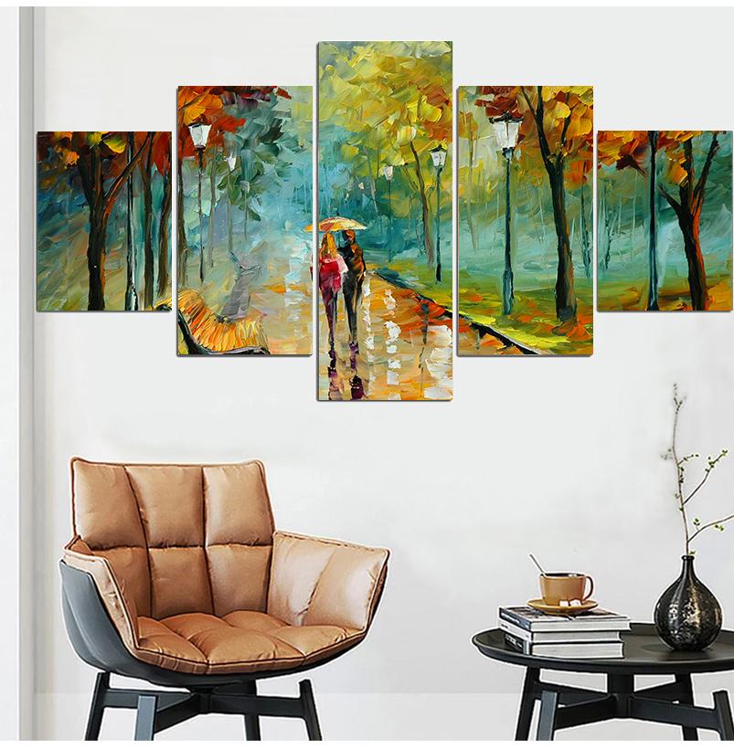 

Современный абстракционизм пара, идущая по улице, постер и печать на холсте, настенная живопись, фотографии растений, комплект из 5 шт., домашний декор 20x35cm*2 20x45cm*2 20x55cm*1