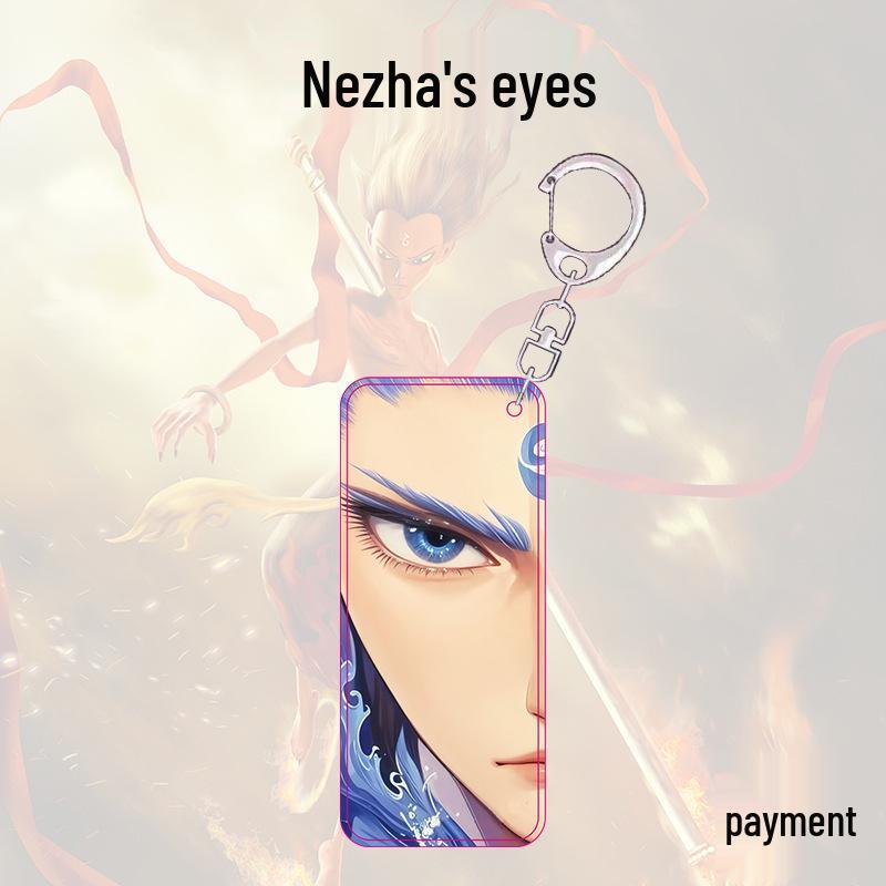 Nezha & Ao Bing Light-Up Acrylic Keychain with Transparent Eye Charm and Backpack Pendant