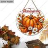 Happy Thanksgiving Pumpkin Round Wooden Hanging Sign, Autumn Door Wall Decor