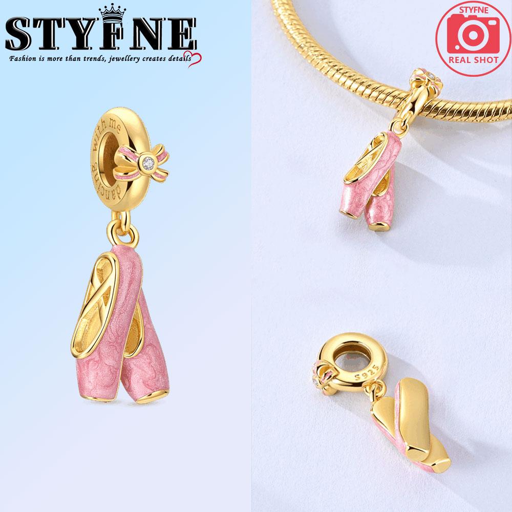 Copper Golden Series Bow Ballet Shoes Cross Dog Bone Charms Beads Pendant For Original Bracelet Woman Girl Jewelry