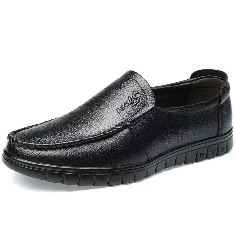[Real First-layer Cowhide] High-end Men's Business Casual Leather Shoes, One-pedal Lazy Shoes, Driving Shoes