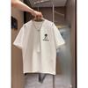 European Size Men'S  Casual Short Sleeve T-Shirt-Summer Breathable Humorous"Playing Squirrel" Pattern Print, Loose Round Neck Design, Hand Wash Solely