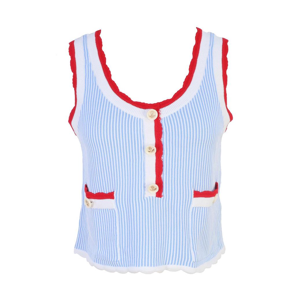 Trendy Spring/Summer Crochet Hollow-Out Slimming Knitted Vest - Versatile Sweet Style for Women