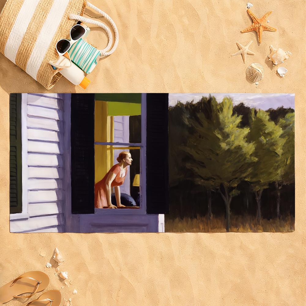 

Art Edward Hopper Towel Quick Dry Absorbent Beach Towel for Sports, Fitness, Swimming and Outdoor Activities W30*H60(CM)