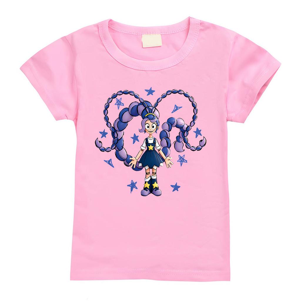 4140 Kids Girls Lily Lovebraids Cartoon Print Short Sleeves Casual T-Shirt