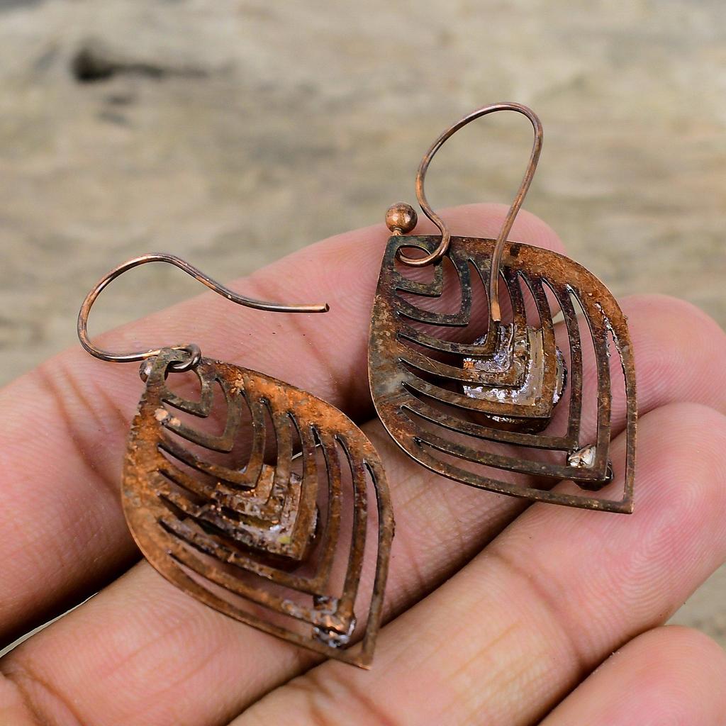 African Amethyst Rough Earring Pink Tourmaline Rough Earring Electroformed Copper Earrings Handmade Gemstone Jewelry Unique Earring For Gift