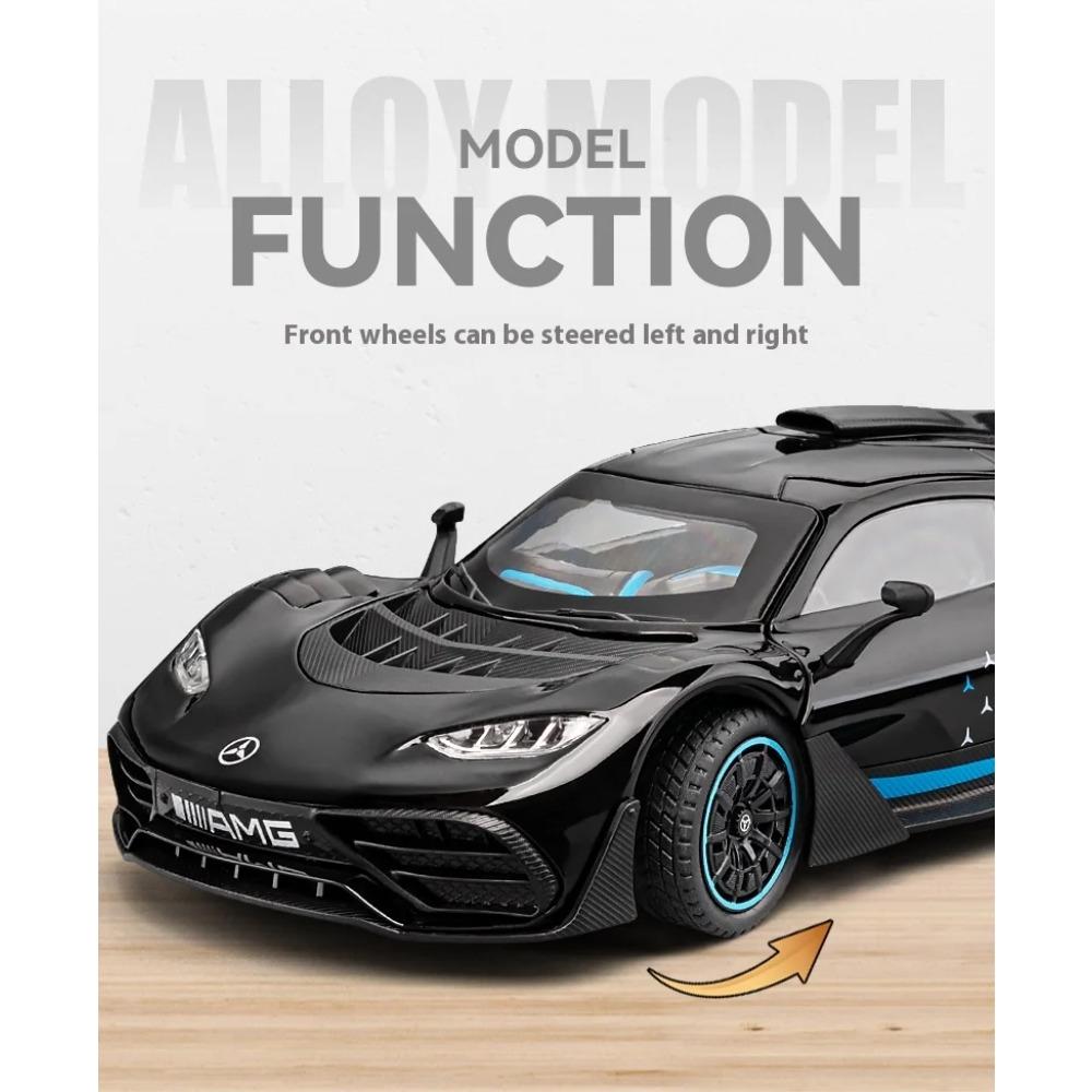 Mercedes-Benz AMG ONE Rennwagen-Modellauto im Maßstab 1:24 aus Metallguss mit Sound und Licht, Computersteuerung, DIY-Dekoration, modisches Geschenk für Freunde und Jungen