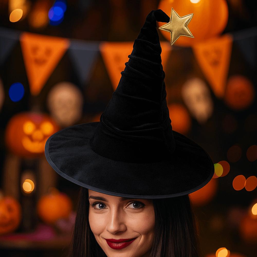 Star Wizard Cap Velvet Halloween Cap Easy To Storage Halloween Witch Hat  Children
