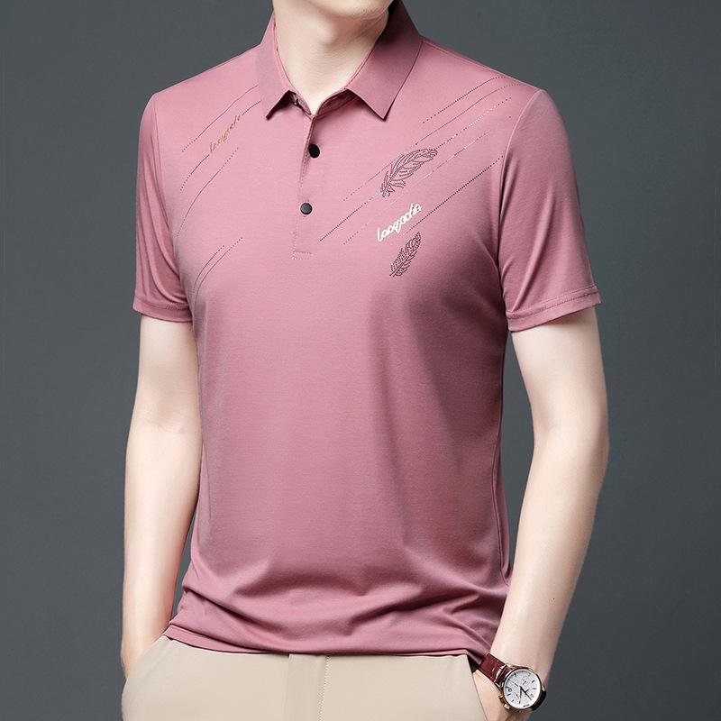 Summer New Men's Short Sleeve T-shirt Fashion Casual Polo Shirt Half Sleeve Large Stretch