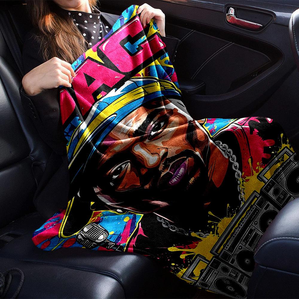 1pc 2PAC Boombox Themed Printed Soft and Comfortable Home Blanket, Small Throw Blanket, Nap Blanket, Suitable as a Gift l043