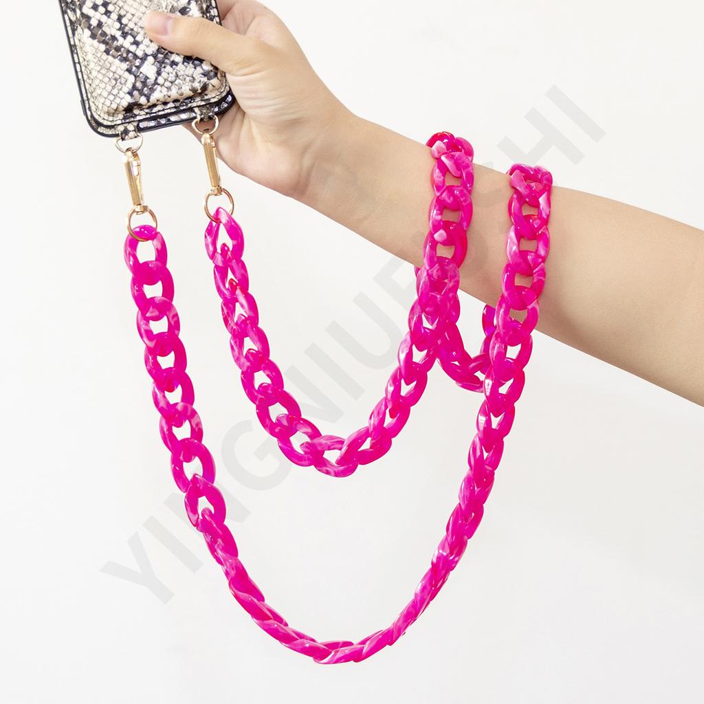 European and American Fashion Solid Color Acrylic Chain Mobile Phone Chain Long Neck Hanging Convenient Messenger Mobile Phone Hanging Chain 