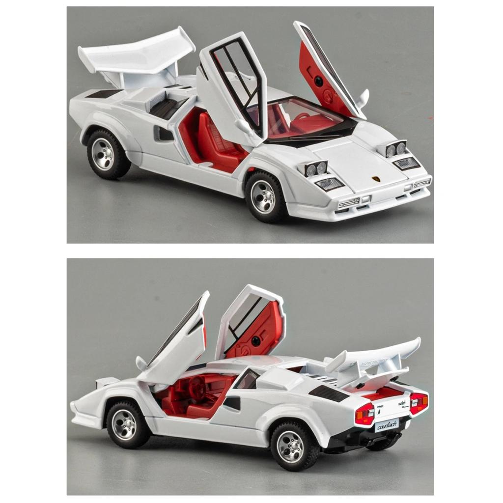 1/32 Lamborghini Countach LP500S Simulation Alloy Car Model Diecast Toys Children Toy Car Sound & Light Pull Back Birthday Gift