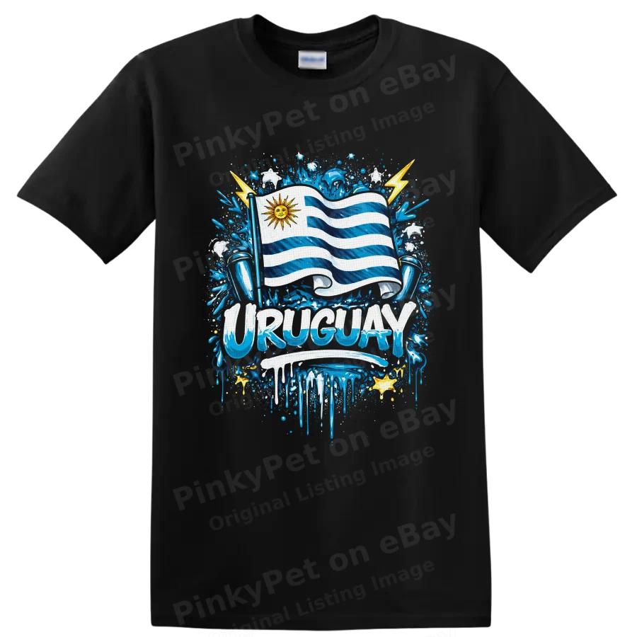 Uruguay Flag T Shirt Patriotic Blue White Sun Graphic National Pride Tee Gift
