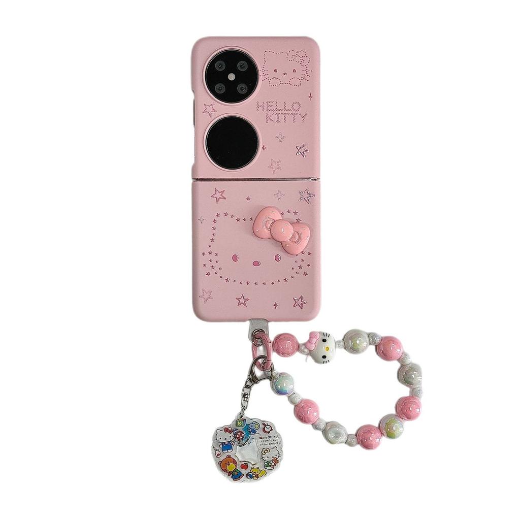 Cute Cartoon Cat and Dog Suitable for Samsung ZFlip6 Folding Screen Mobile Phone Case Huawei Pocket2 Lanyard Case